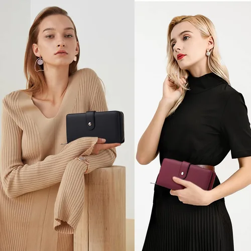 Miniatura 7 de GAEKEAO Cartera de mano para mujer, con bloqueo RFID, de piel, de gran capacidad, con correa de mano