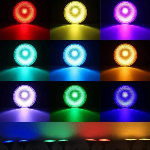 Miniatura 4 de PAR38 - Bombilla LED para proyector, 30 W, cambio de color, luz de paisaje RGB controlada a distancia, regulable E27 a base de lámpara de césped