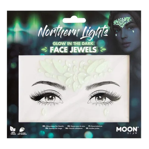 Moon Glow - Joyas faciales que brillan en la oscuridad, gemas para el cuerpo y la cara, calcomanías de cristal para maquillaje de ojos, joyas