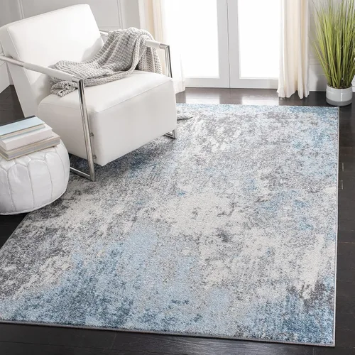 Miniatura 10 de SAFAVIEH Tulum Collection - Alfombra decorativa de 2 x 5 pies, color gris y azul, diseño abstracto moderno, no desprende pelusa y fácil de limpiar