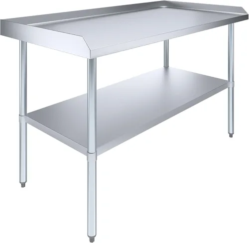 Miniatura 8 de AmGood Mesa de trabajo comercial con protector antisalpicaduras y protectores laterales Altura: 35" Mesa de preparación de acero inoxidable