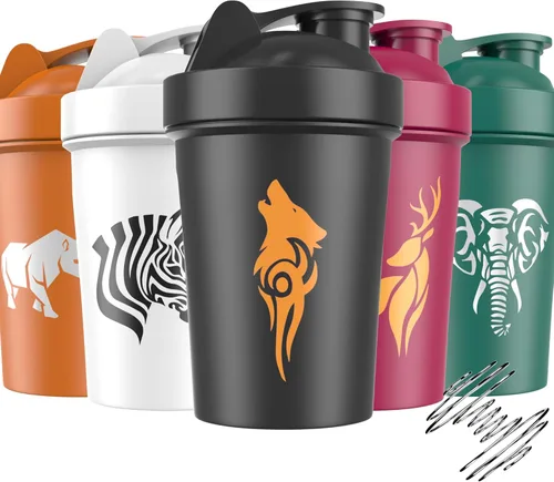 Miniatura 9 de JEELA SPORTS Paquete de 5 botellas mezcladoras de proteínas para mezclas de proteínas, 20 onzas, vasos mezcladores aptos para lavavajillas para No