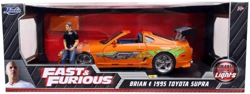 Miniatura 4 de Jada Fast & Furious 1:18 Toyota Supra - Coche fundido a presión y figura de Brian de 3 pulgadas, juguetes para niños y adultos