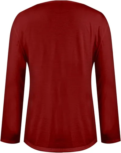 Miniatura 2 de Womens Clothes V Neck Slim Fit Pullover Tops Long Sleeve Retro Stripe Printing Blouses Lightweight Outfit