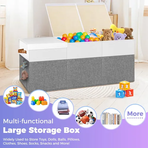 Miniatura 5 de Caja de almacenamiento de juguetes extra grande con tapa, cesta organizadora de juguetes plegable y resistente con divisor para niños, niñas, Extra