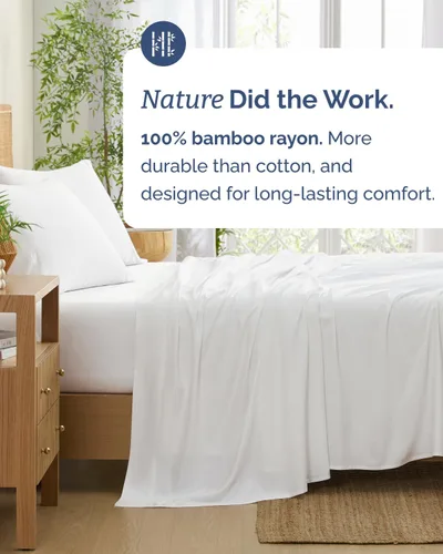 Miniatura 5 de Sábanas de bambú 100% rayón derivado de bambú, tamaño individual, sábanas refrescantes para individuales. Ropa de cama ultra suave, transpirable