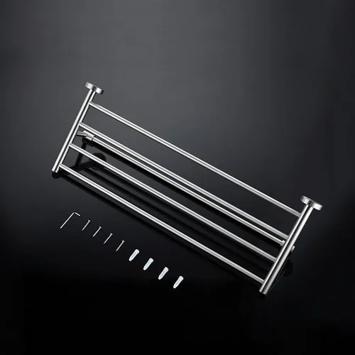 Miniatura 6 de Toalleros cepillados para baño, toallero montado en la pared con barras de torre, estante de baño de acero inoxidable, soporte de toalla de mano