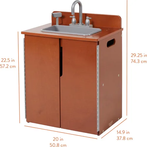 Miniatura 2 de Chef's Station - Fregadero de cocina para niños, juego de madera, nogal oscuro