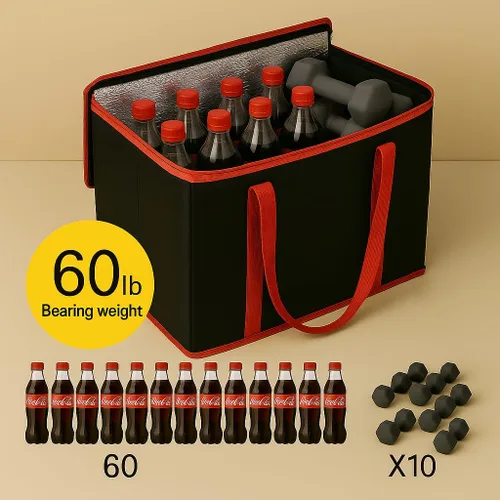 Miniatura 7 de musbus - Juego de 2 bolsas térmicas plegables y reutilizables Jumbo Chillout, bolsa de entrega de alimentos aislada y reutilizable para comestibles