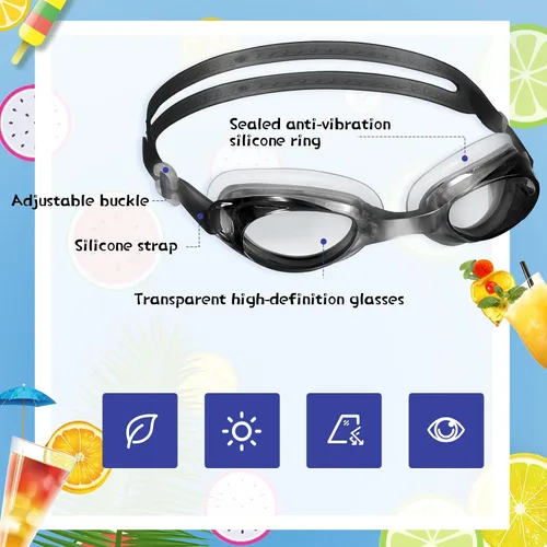 Miniatura 4 de Konohan Paquete de 15 gafas de natación de verano, unisex, de silicona, anti niebla, lentes transparentes para adultos, hombres, mujeres y niños