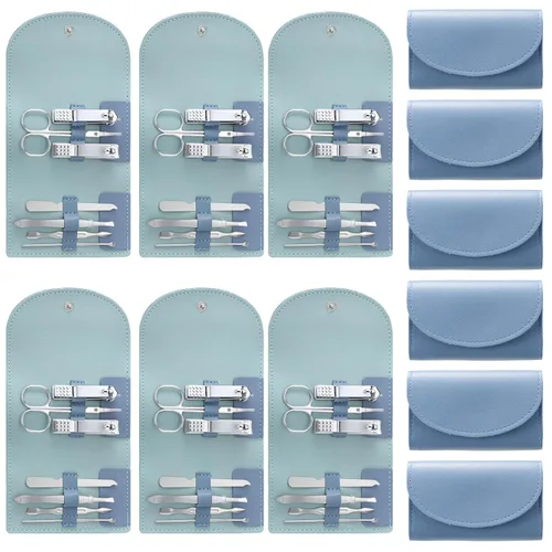 Miniatura 11 de Juego de 12 piezas de manicura, kit de cortauñas mini profesional de acero inoxidable 7 en 1 con cuidado de uñas y pedicura, con bolsa de viaje