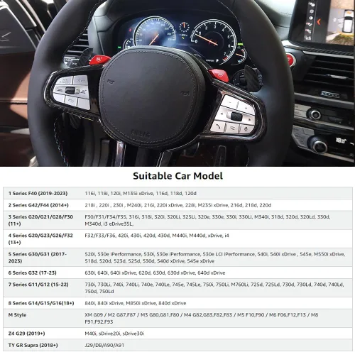 Miniatura 3 de Cubierta magnética de palanca de cambios para volante para BMW M2 M3 M4 G87 G20 G30 G80 G82 G01 G05 G07 F15 F80 F82 F87 F30 Z4 G29 F30 G22 X3 X5 X6
