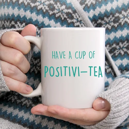 Miniatura 6 de LNOKRIM Taza Positivi-Tea, Taza de Café de Autoafirmación de Positividad, Regalo para Maestro Terapeuta Consejero, Taza de Café de Diálogo Interno