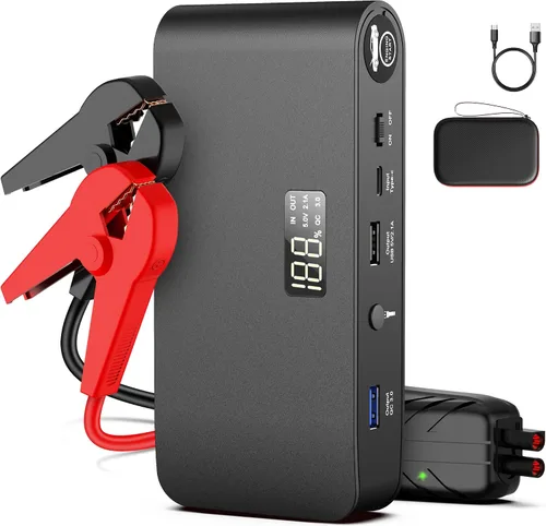BooKoo Arrancador de Batería de Coche 4000A, Cables de Puente de Batería Portátiles de 16000mAh para Automóviles 8L de Gasolina | 7L de Motores