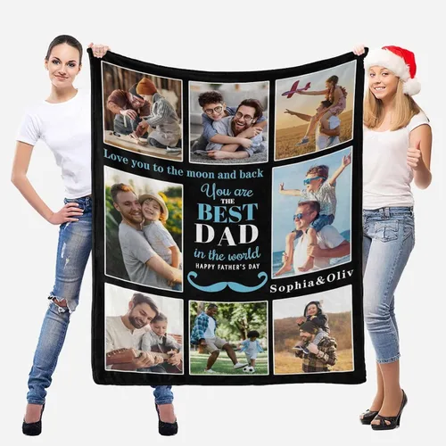 Miniatura 3 de InterestPrint Customized Blankets with Photos Gifts for Dad on Father's Day Birthday, Dad Blanket from Daughter Son Wife Personalized Throw Gifts
