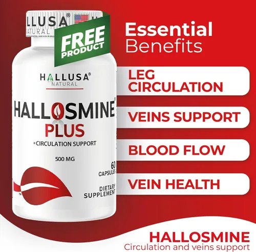 Miniatura 7 de Crema de Hallosmine para venas, paquete de 2 + Hallosmine gratis más diosmina 500 mg – Hesperidina, castaño de indias y aloe vera – Soporte
