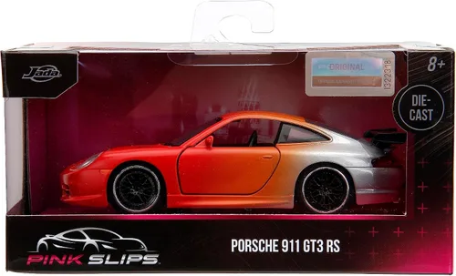 Miniatura 7 de Jada Pink Slips 1:32 W1 Porsche 911 GT3RS - Auto fundido a presión, juguetes para niños y adultos (imprimación rojo/naranja/plata)
