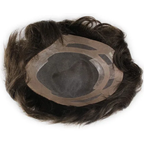 Miniatura 11 de Voloria Encaje francés de cabello humano real con piel fina PU para hombre Stock Toupee Hair Pieces #18