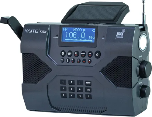 Miniatura 4 de Kaito Radio de Emergencia Voyager Max KA900 Dínamo Digital Solar, a Manivela, a Cuerda, AM/FM/SW y NOAA, Receptor de Radio Estéreo del Tiempo