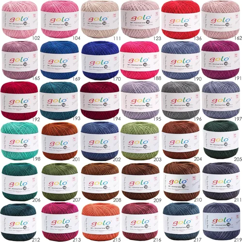 Miniatura 3 de Golo - Bolas de hilo para crochet de algodón tamaño 10, color algodón para crochet D-Fresa D078-fresa