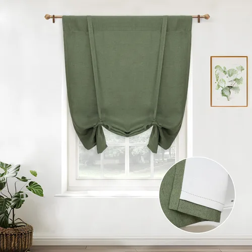 Miniatura 36 de DriftAway - Cortinas de Lino con Doble Capa, Blackout, de Atar, con Aislaje Térmico, Totalmente Forradas, Estilo Globo Romano, para Baño, con Lino