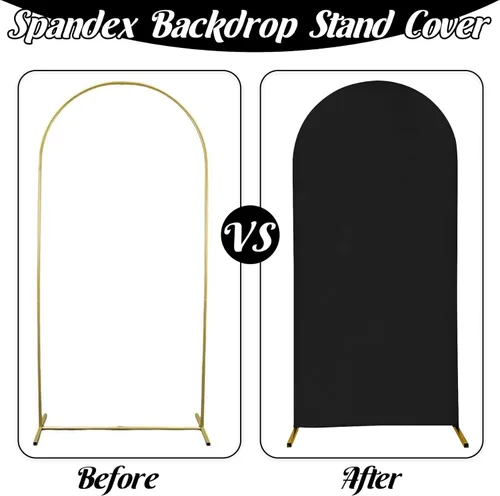 Miniatura 4 de Juego de 3 fundas de spandex ajustables para arco de boda, fondo negro, fundas redondas para soporte Chiara para boda, fiesta de cumpleaños, baby