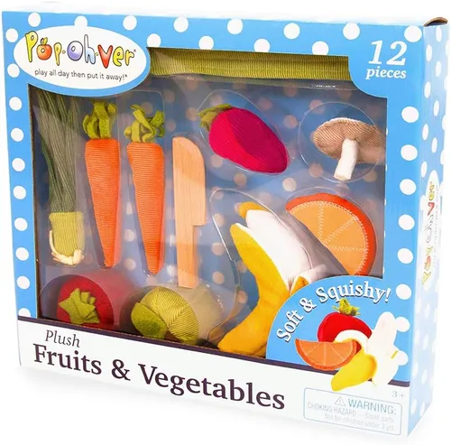 Juego de cocina de frutas y verduras de felpa de 12 piezas - Viene con alimentos de aspecto realista -Juego de simulación para niños alimentos
