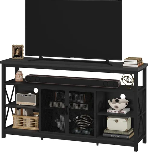 Miniatura 8 de BON AUGURE Tall TV Stand for TVs up to 65 Inch, Industrial Wood Entertainment Center with Storage Cabinet, Modern TV Media Console for Living Room