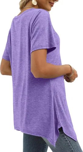 Miniatura 3 de Alaroo Camisetas básicas de verano para mujer, manga corta, cuello en V, túnica