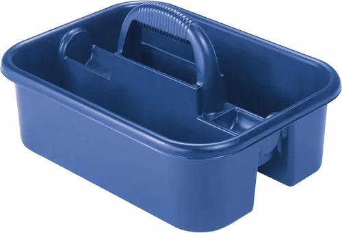 Akro-Mils 09185 Contenedor de plástico para herramientas y suministros de limpieza con asa, (18-3/8 pulgadas x 13-7/8 pulgadas x 9 pulgadas), azul