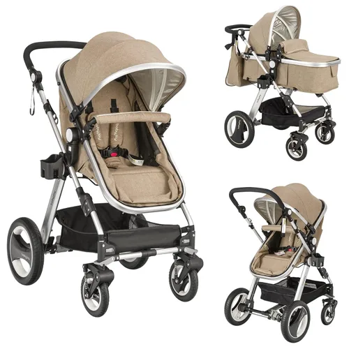 Miniatura 10 de BABY JOY Cochecito de bebé, cochecito reclinable convertible 2 en 1, cochecito plegable con arnés de 5 puntos, incluye soporte para tazas, funda Gris