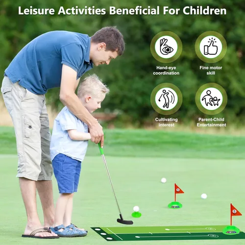 Miniatura 2 de Juego de palos de golf para niños pequeños, palos de golf retráctiles con tapete de putting para niños de 2, 3, 4, 5 (mano derecha), juego