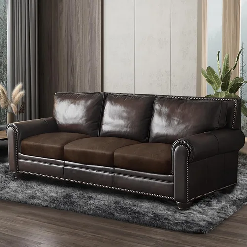 Miniatura 8 de ANARACHON Fundas de cojín de sofá con aspecto de cuero, juego de fundas de asiento de sofá, protector de muebles para sillón seccional, sofá biplaza