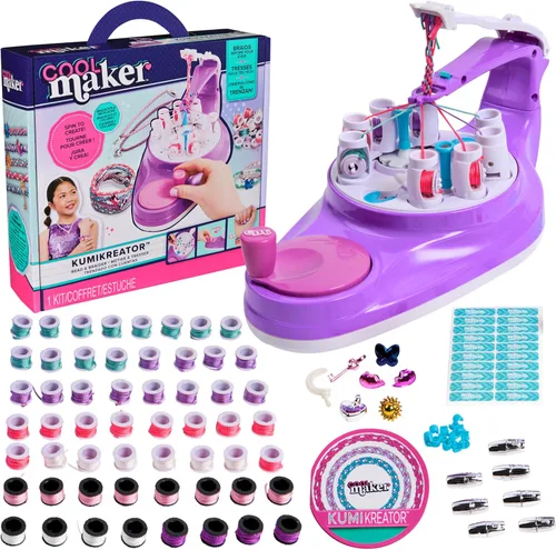 Cool Maker, KumiKreator - Kit para hacer collares y pulseras de la amistad con cuentas y trenzador (el empaque puede variar), regalos y rellenos de