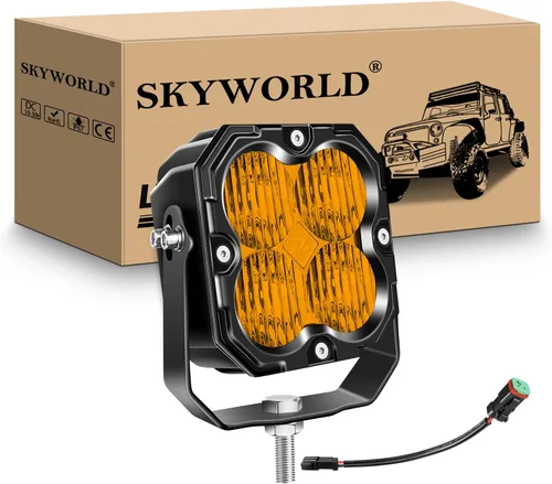 Miniatura 18 de SKYWORLD Luz LED Cuadrada Tipo Pod de 4.3 pulgadas, 30W 2500 LM, Luz Antiniebla de Conducción Todoterreno para Carro 4x4 Camión UTE ATV Barco