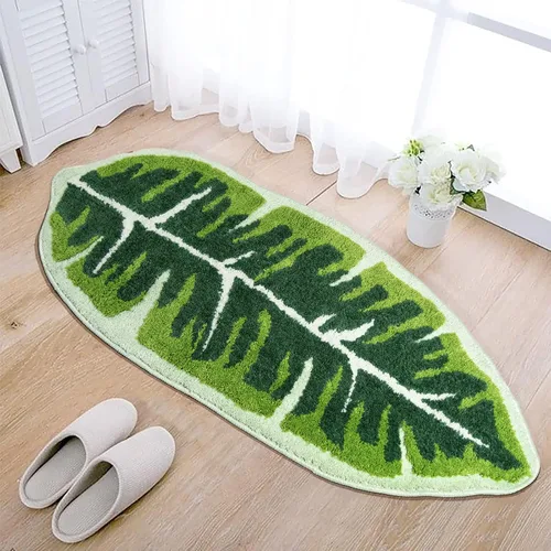 Leaf - Alfombra de baño para niños, pequeña, bonita, alfombra de baño para guardería, alfombra larga antideslizante para dormitorio, habitación de