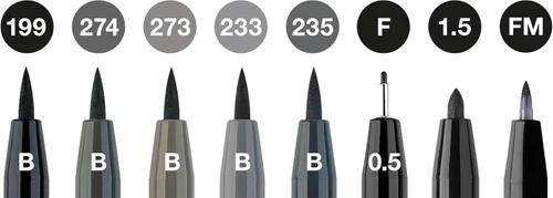 Miniatura 2 de Faber-Castell Pitt Artist 167171 167171 - Bolígrafos de tinta color negro y gris, B, F, 1.5, FM, paquete de 8