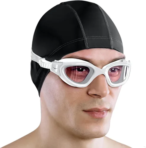 Miniatura 12 de AqtivAqua DX - Gafas de natación con visión amplia para adultos, hombres y mujeres, antiempañamiento y sin fugas Gafas blancas + funda plateada