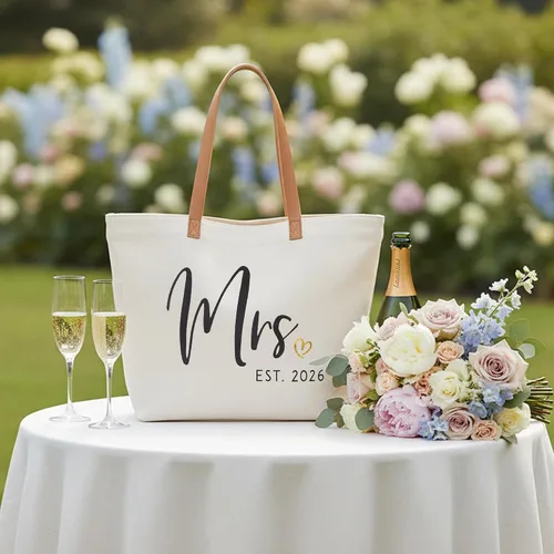Miniatura 5 de ELEGANTPARK Mrs Bag Mrs Gifts 2025 Regalos para novia, bolsa de mano para boda, despedida de soltera, despedida de soltera, luna de miel, bolsa