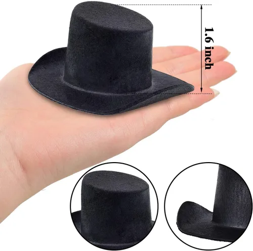 Miniatura 2 de Skylety 8 mini sombreros para manualidades, muñecos de nieve, de 4 pulgadas, fieltro negro, decoración de fiesta de Navidad para tu fiesta