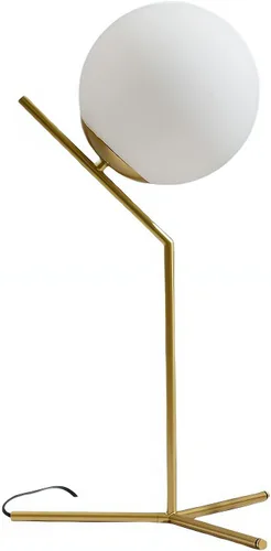 Lámpara de mesa de cristal, lámparas minimalistas, luz de lectura de pie de metal con pantalla de bola de cristal, lámpara de escritorio dorada para