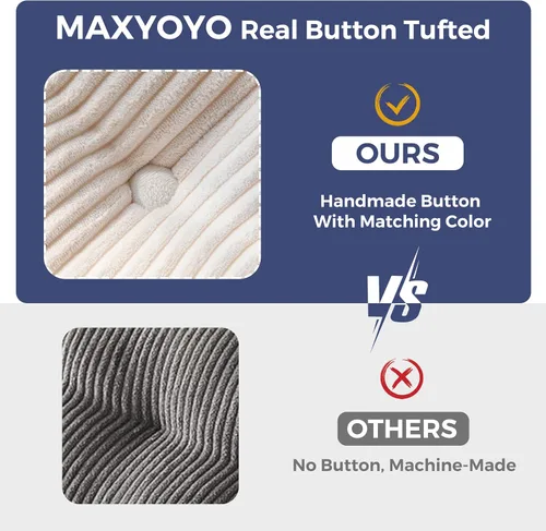 Miniatura 7 de MAXYOYO Colchón Futón de 6 pulgadas, Tamaño Full, Futones Tufted Sofá Cama con Diseño de Borde de Cuerda Trenzada, Colchón de Piso de Tela Gruesa