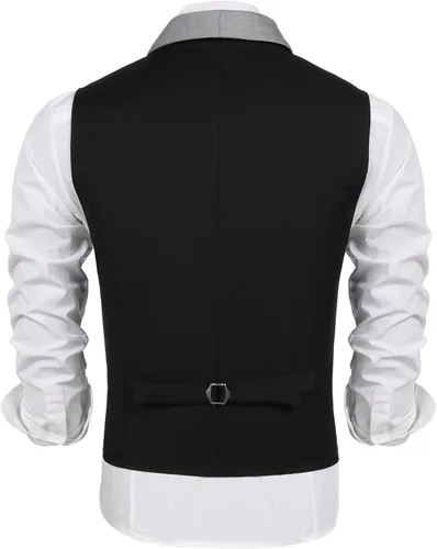 Miniatura 5 de COOFANDY Chaleco de traje para hombre, ajustado, formal, de negocios, chaleco casual para boda