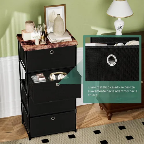 Miniatura 4 de LUKYTOWER Cajones de Almacenamiento de Tela Cómoda y Cajonera, Cómoda Pequeña con Unidad de Cajones, Cómoda Resistente de 4 Cajones para Armario