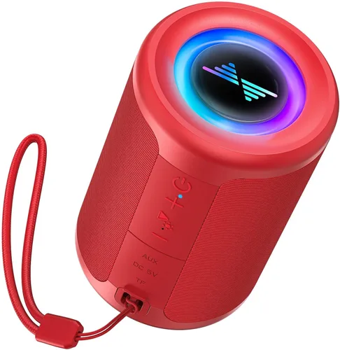 Miniatura 8 de LENRUE Altavoz Bluetooth Pequeño Portátil con Luces, Sonido Envolvente Estéreo TWS, Alimentado por Tipo C, Bluetooth 5.3, Entrada de Tarjeta AUX TF