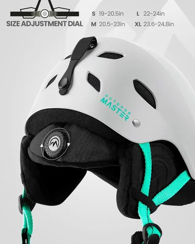 Miniatura 2 de OutdoorMaster Kelvin - Casco de esquí y snowboard para hombres, mujeres y jóvenes Blanco+Verde azulado
