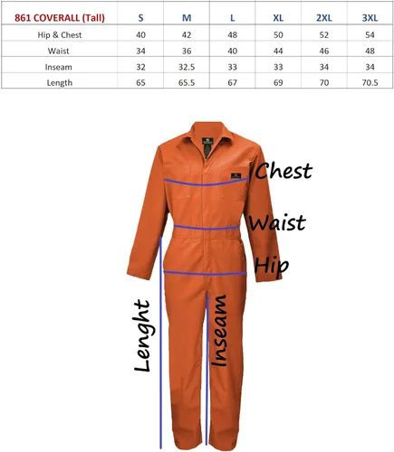 Miniatura 4 de Natural Uniforms Overol de sarga de manga larga con cremallera para hombre, resistente a las manchas y a las arrugas