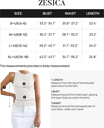 Miniatura 6 de ZESICA Camisetas sin mangas acanaladas para mujer, de verano, sin mangas, cuello alto, casual, ajustadas, básicas, de punto