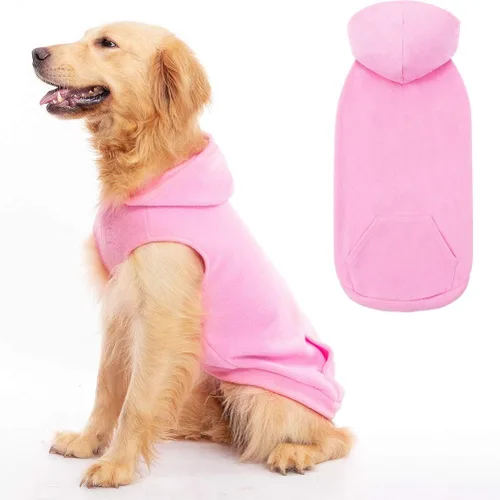 Miniatura 10 de EXPAWLORER - Sudadera de forro polar con capucha para perros, chaleco de suéter a cuadros para mascotas, ropa de otoño e invierno con anillo
