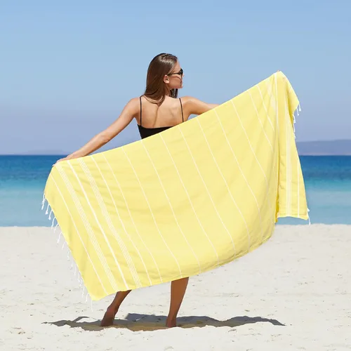 Miniatura 2 de WETCAT Toalla de playa original turca (39 x 71) – Peshtemal prelavado, 100% algodón, muy absorbente, de secado rápido y ultra suave, seguro